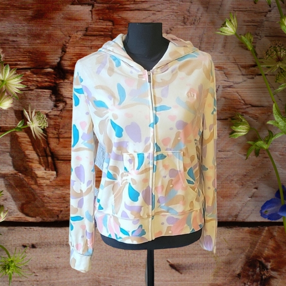 Juicy Couture Tops - New Juicy Coutour Hooded Velour Jacket. Fireworks Floral.